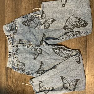 butterfly high-waisted straight leg jeans